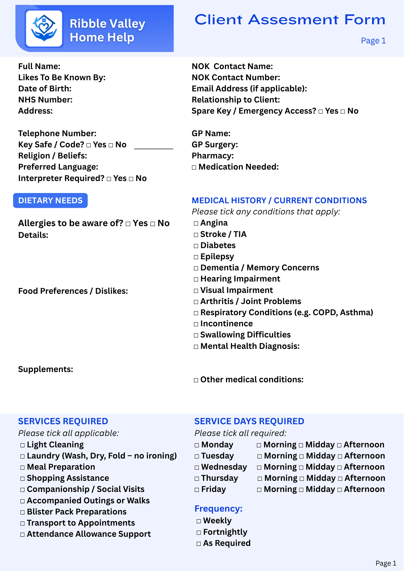 rvhh client ass form 1
