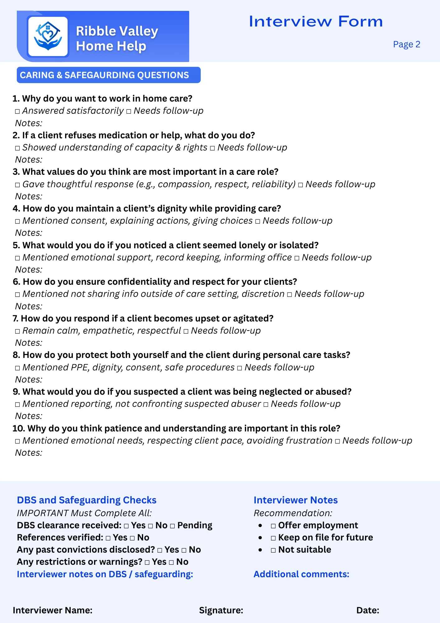 rvhh interview form 2